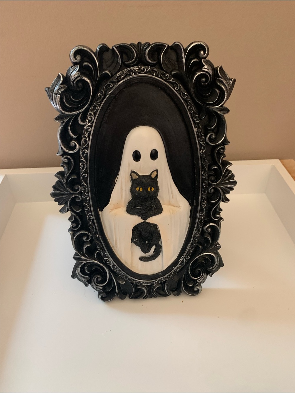 Black & White Ghost with Black Cat Frame
